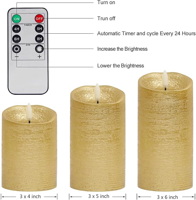 ANGELLOONG Gold Pillar Candles, Flameless Candles - Image 5