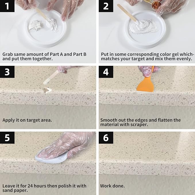 Tile and Granite Repair Kit for Marble Porcelain and Quartz Countertops | - Image 6