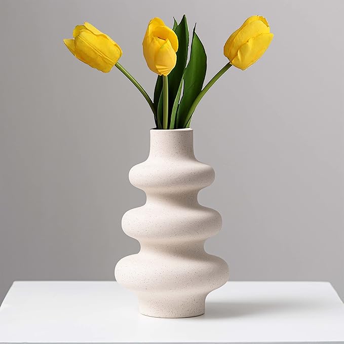 Ceramic Vase, Boho Home Decor Vase, Off White, L | Dried Pampass Vase, by Steviieden