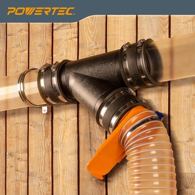 POWERTEC 4 Inch Y Fitting for 4" Dust Collection Hose, 4 Inch Dust Collection - Image 4