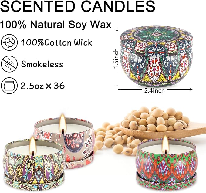 36 Pack Scented Candles Set for Home, Relaxing Stress Relief, Aromatherapy - Image 5