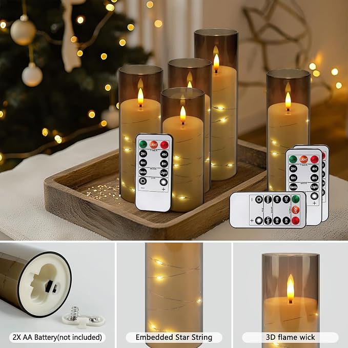 12-Pack Gray Acrylic Flameless LED Candles - Image 5