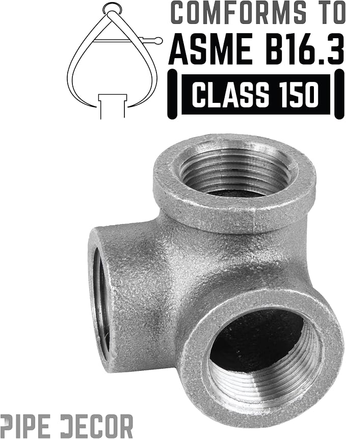 1/2" Side Outlet Elbow Fitting, PIPE DECOR Black Malleable Iron Fittings Fit - Image 5