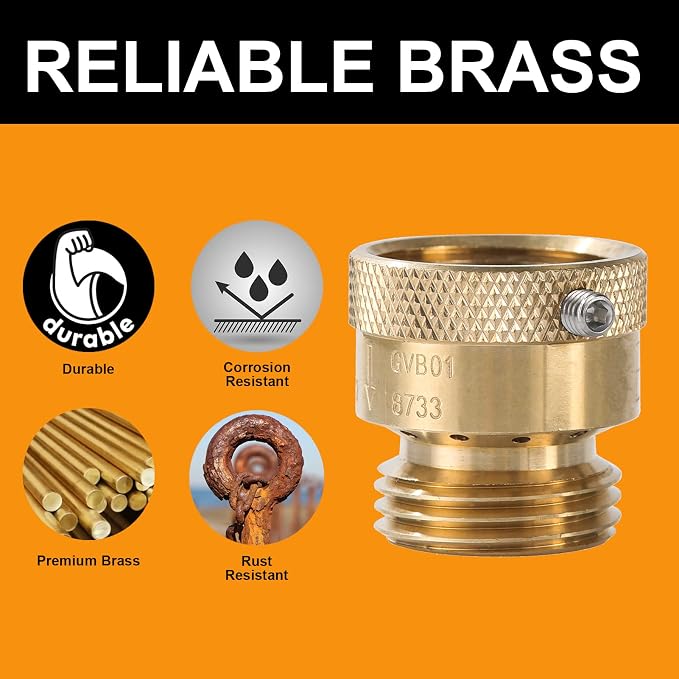 5 Pack SUNROAD Lead-Free Brass 3/4" Inch MHT Hose Bibb Connector Backflow - Image 3