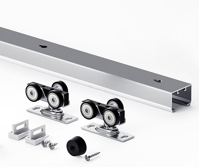 6FT/72in Sliding Pocket Door Hardware Kit, Commercial Grade, Aluminum Box Rail by EaseLife