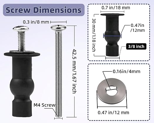 3/8" Dia Toilet Seat Screws Replacement Kit - Image 3