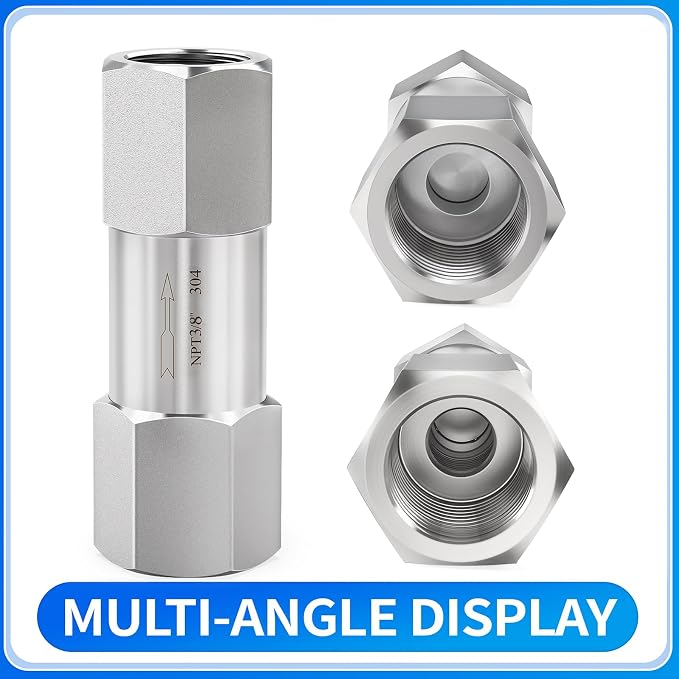 ChillWaves 304 Stainless Steel In-Line Split Check Valve 3/8" NPT Female Thread - Image 3