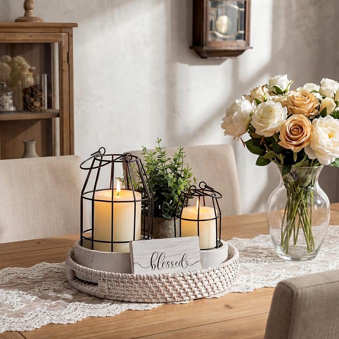 Modern Rustic Farmhouse Candle Lantern Set of 5 - Image 2