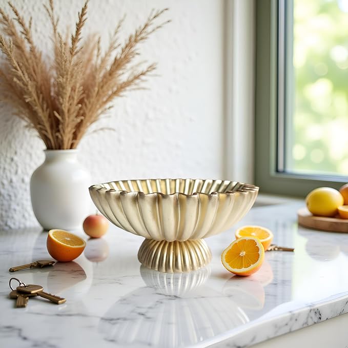 10" Large Decorative Bowl decor, Scalloped Bowls - Image 4