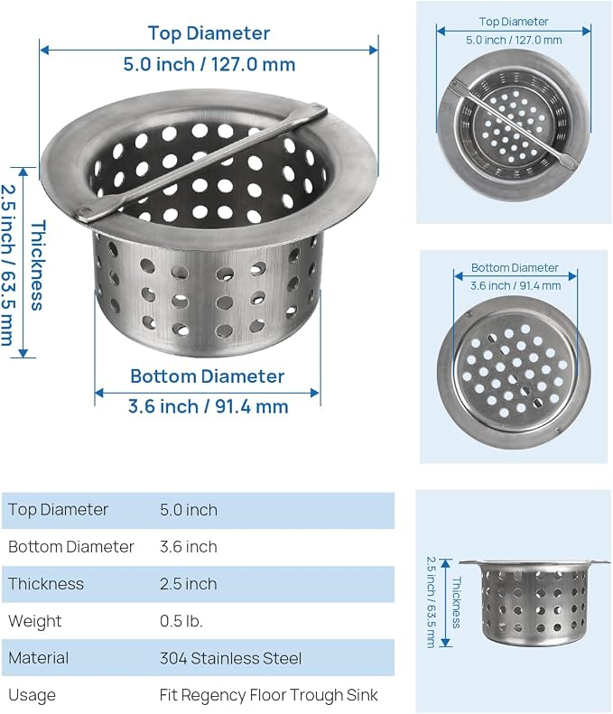 Commercial Floor Trough Drain Strainer Basket Cover - Image 3