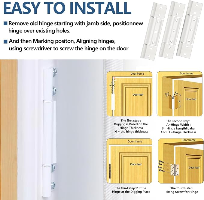 Replacement for Screen Doors Hinge fits for White Aluminum 1/8 in Larson - Image 5