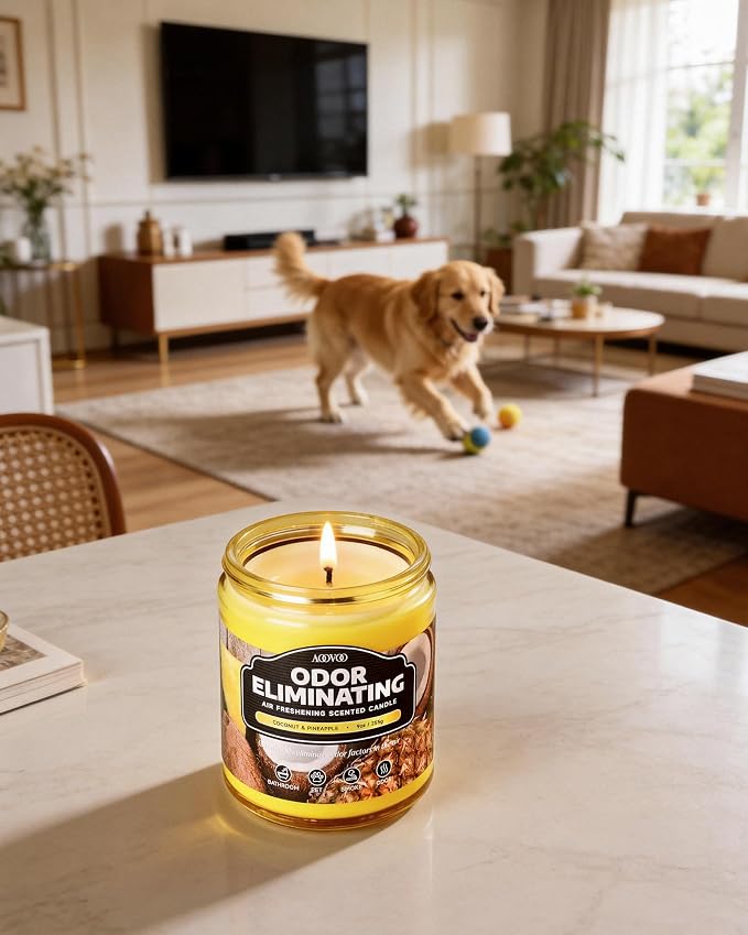 AOOVOO Coconut Pineapple Odor Eliminating Candle - 9 oz Soy Candles | - Image 4