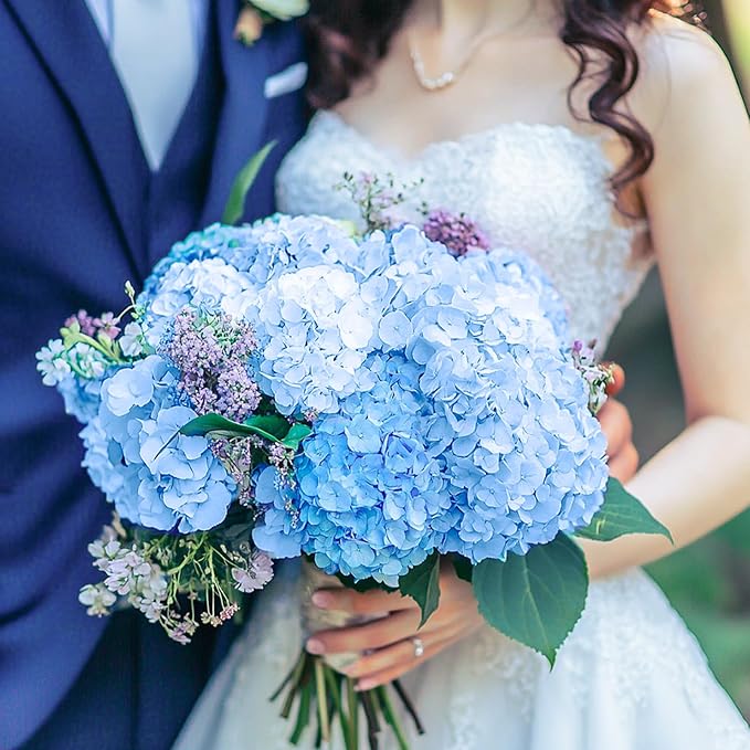 Auihiay 204Pcs Blue Hydrangea Artificial Flowers Bulk, Faux Hydrangeas | - Image 5