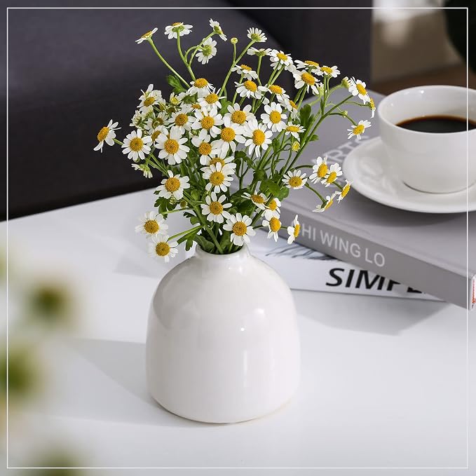 hjn Small White Vase Set of 3 for Modern Home Decor, Ceramic Vases for - Image 5