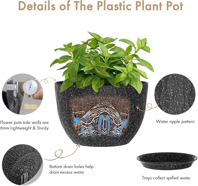 WSMKSZ 12 Inch Wide Water Ripples Flower Pots - Image 3