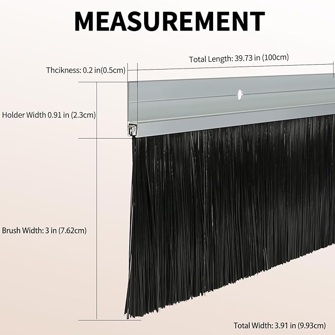 6 Pack Retsun Garage Door Brush Seal 39.37" L x 3" W Bristle, 19.7ft Total | - Image 2