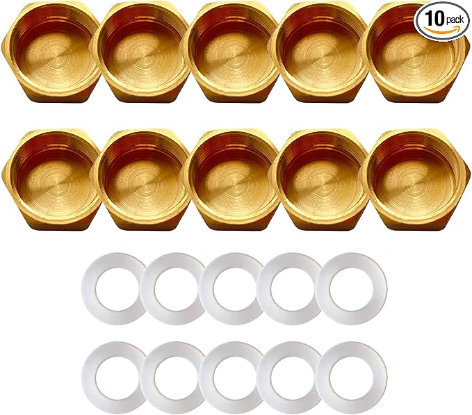 Brass Pipe End Caps, 1/2" NPT Hex Compression Cap Female Pipe Fitting Plumbing by FUATY
