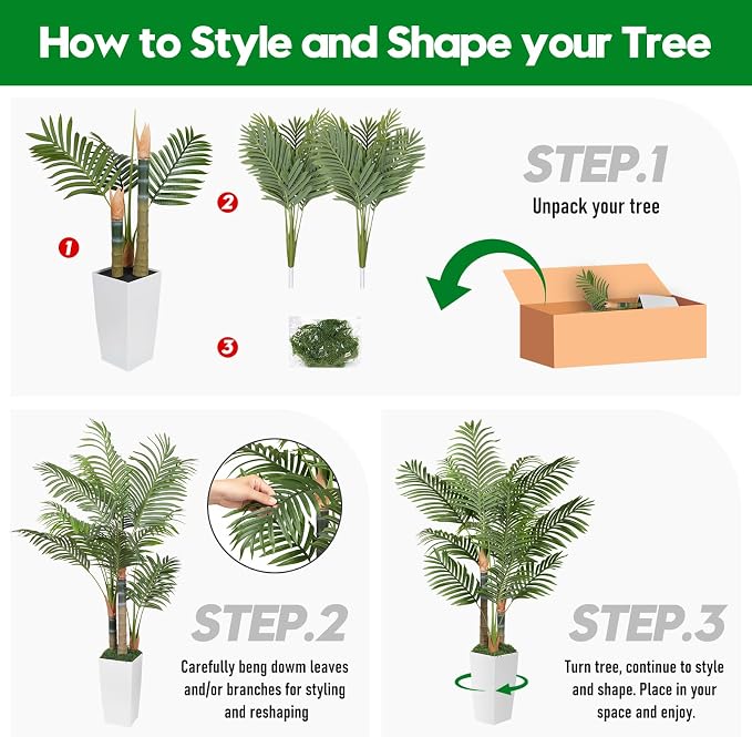 5ft Artificial Palm Tree Indoor Plant，Triple Faux Tropical Areca Floor Plant in - Image 4