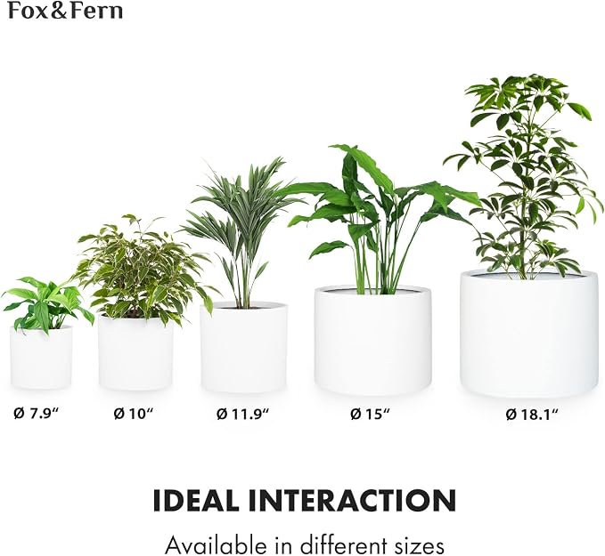 Fox & Fern Large Planter for Indoor or Outdoor, Matte White, 12 & 14.6 Inch | - Image 7