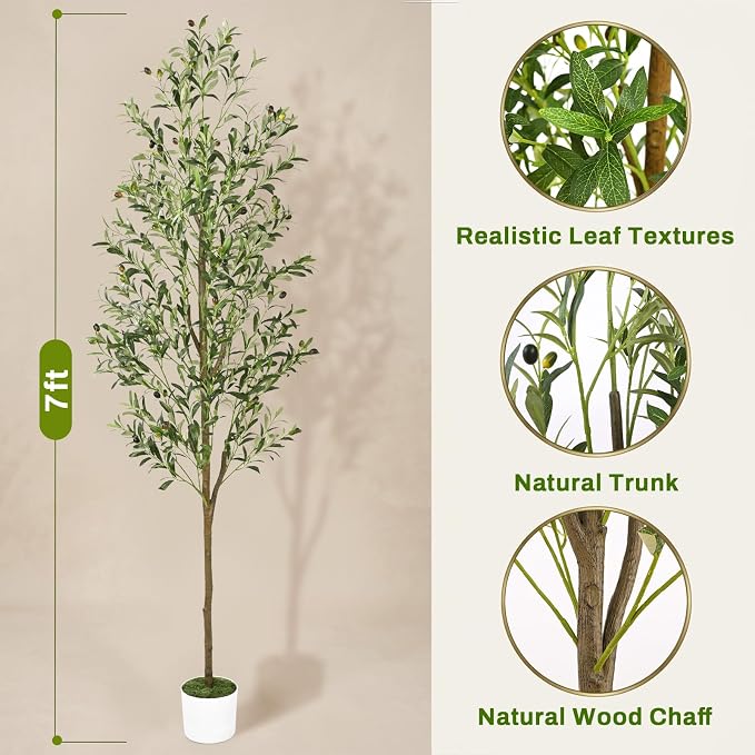 Artificial Olive Tree, 7FT Tall Faux Olive Trees - Image 3