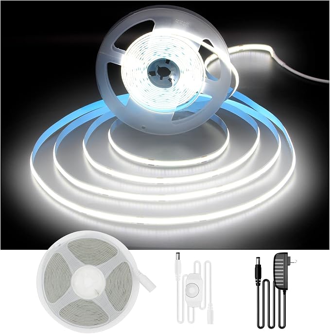 DAYBETTER COB LED Strip, 16.4 ft White LED Strip Lights, Dimmable LED Light by DAYBETTER