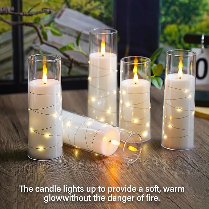Flameless Candles, with Embedded Star String, Battery Operated Candles - Image 5