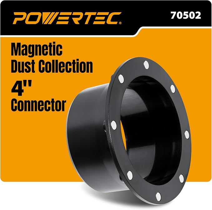 POWERTEC 4” Magnetic Connector, Magnetic Dust Collection Fitting w/ 8 Rare by POWERTEC