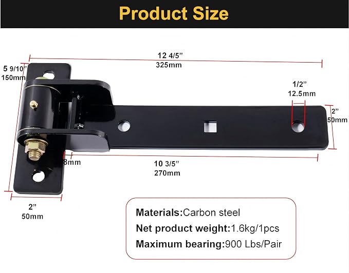 13" Heavy Duty Strap Gate Hinges, 900LBS Load Capacity, Thickened Solid Steel | - Image 3