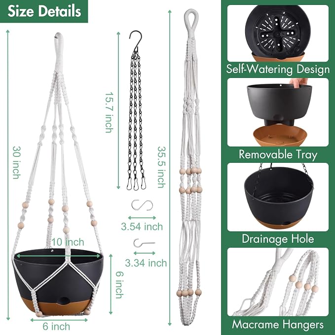 Set of 2-10 Inch Hanging Planters - Image 4