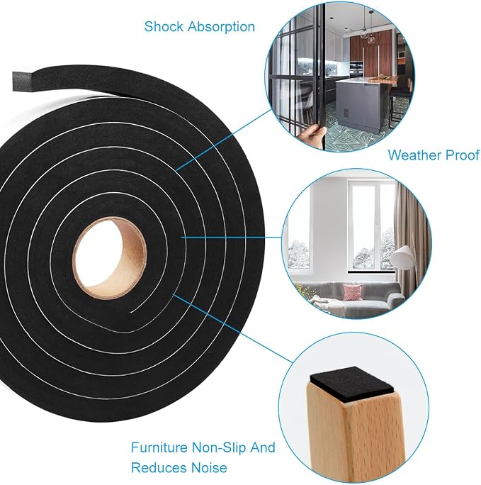 Seal Foam Tape, 2 Rolls 1 Inch W x 1/2 Inch T Weather Stripping - Image 6