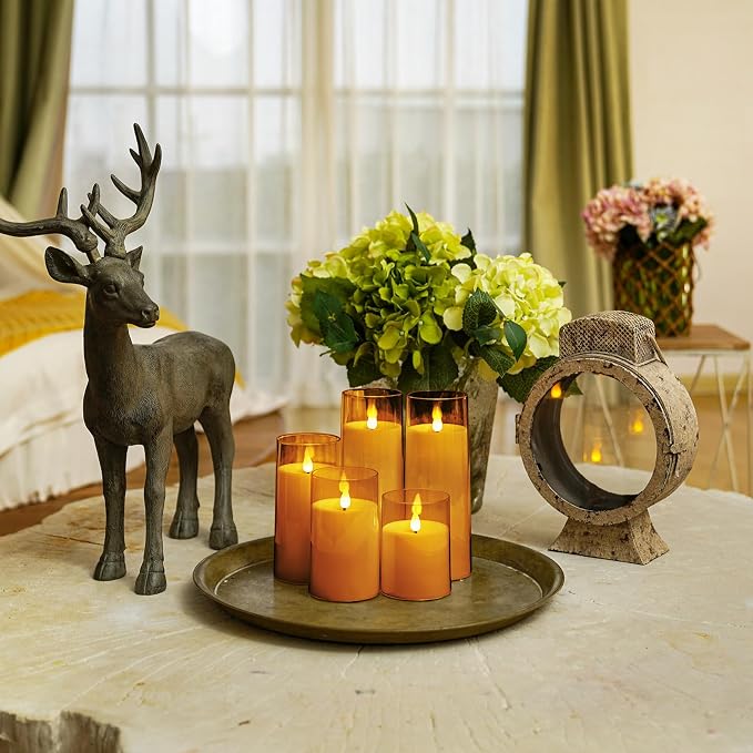 Homemory Amber Flickering Flameless Candles, Battery Operated Acrylic LED - Image 5