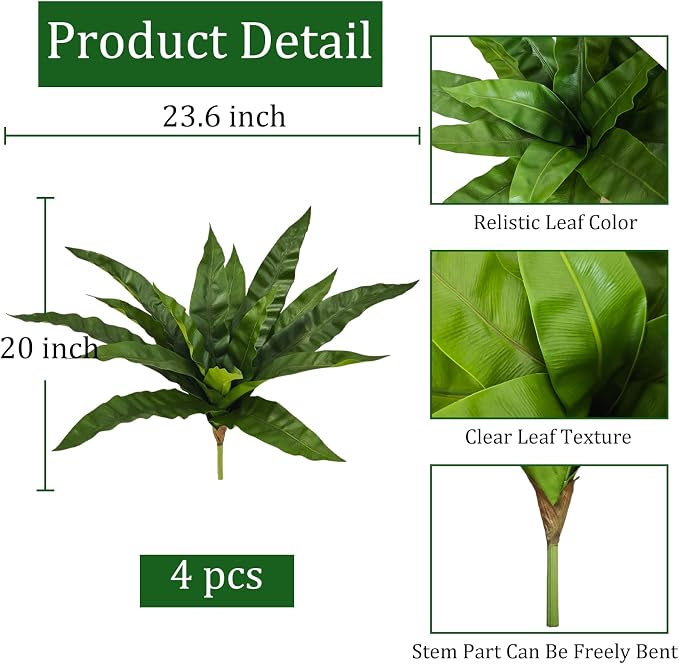 Fake Ferns, Faux Outdoor Plants UV Resistant, 3D Real Touch Fake Plants Total - Image 3
