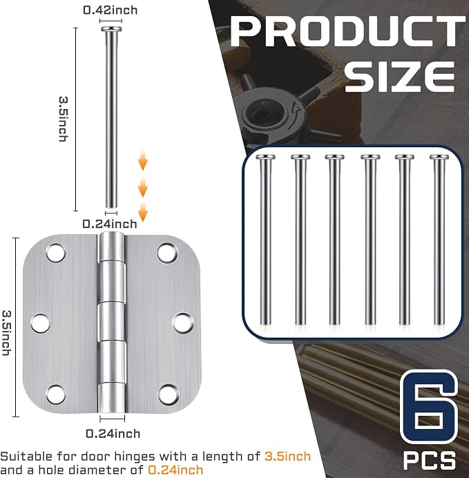 Ferraycle 6 Pack Hinge Pins for Doors 3.5 Inches Hinge Pin Oil Rubbed Bronze - Image 2
