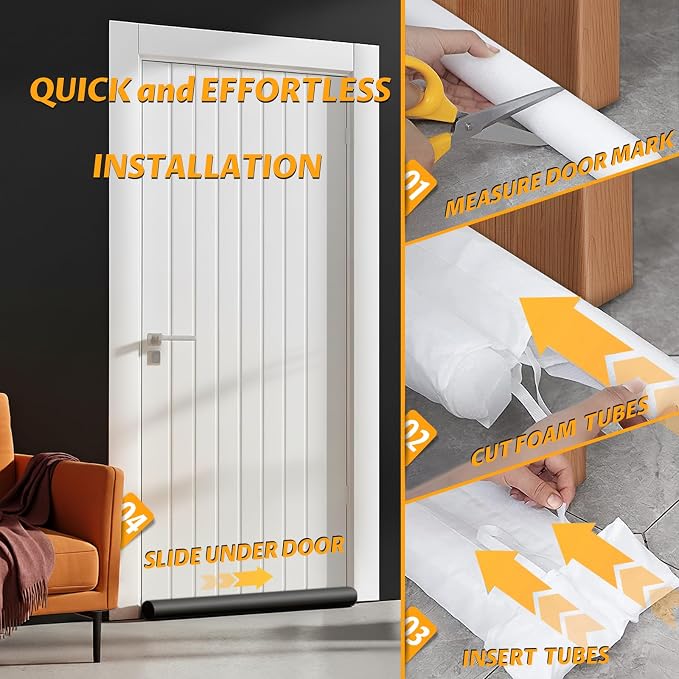MAXTID Large Door Draft Stopper 36 Inch, Adjustable Double Sweep, Under Door - Image 7