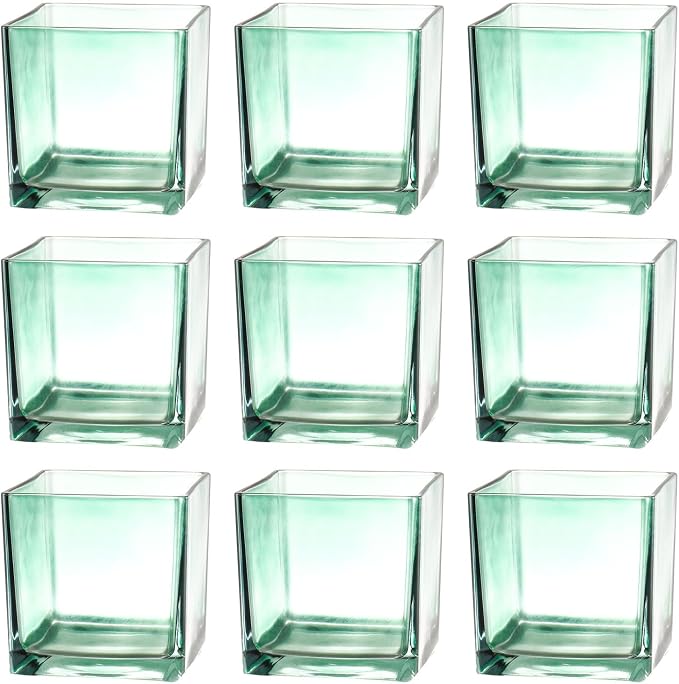 Square Glass Vases Set of 9, Small Vase by MARTAGE