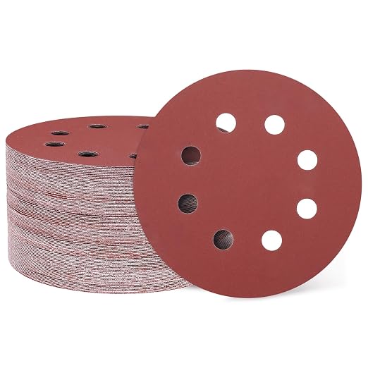 HARFINGTON 100 Pcs 5 Inch Sanding Discs 1500 Grit Red Aluminum Oxide 8 Hole | by HARFINGTON