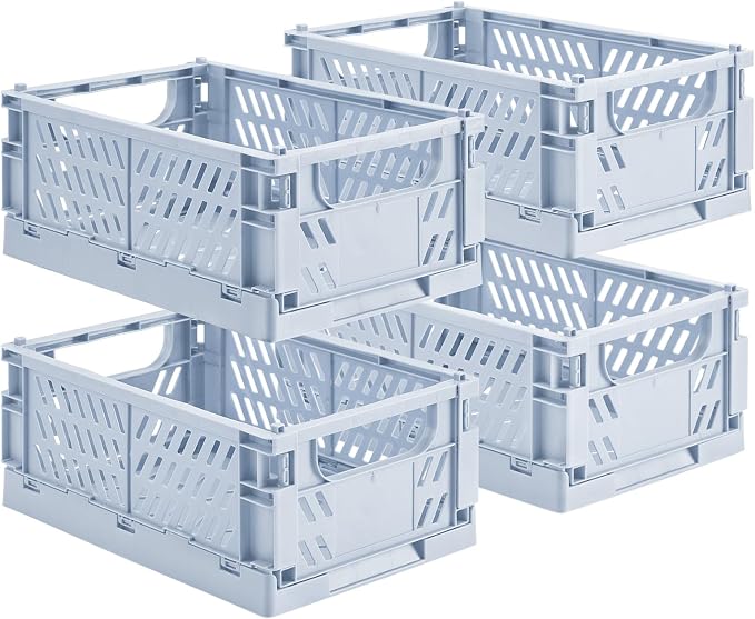 HUUSMOT 4-Pack Collapsible Plastic Storage Baskets, 9.8"x6.5"x3.8" | Pastel by HUUSMOT
