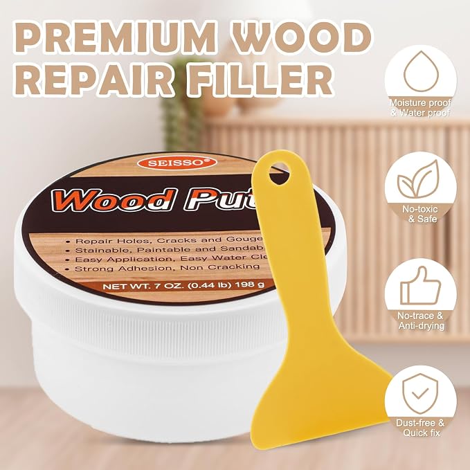 SEISSO White Oak Wood Filler Paintable, Waterproof, Wood Repair Putty, - Image 6