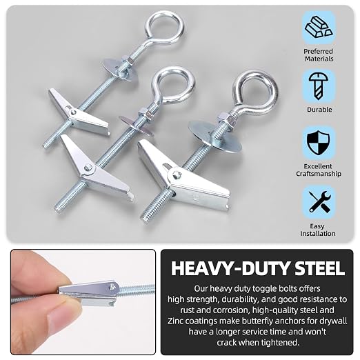 Glarks 18pcs M4 M5 M6 O-Shaped Eye Bolt Toggle Anchors Set - Image 5