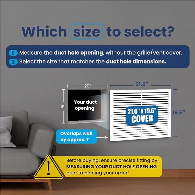 20x18 Aluminum Wall Ceiling Air Return Vent Cover HVAC Rustproof Grille - Image 2