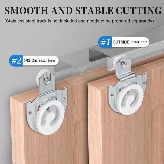 Sliding Closet Door Hardware Set, 4 Pack Sliding Wardrobe Door Hardware Roller - Image 5