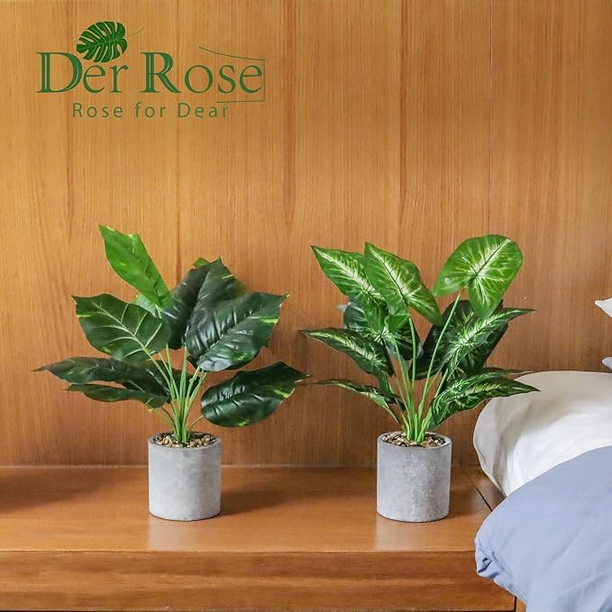 Der Rose 2 Pack 16" Indoor Fake Plants Sage Green - Image 4
