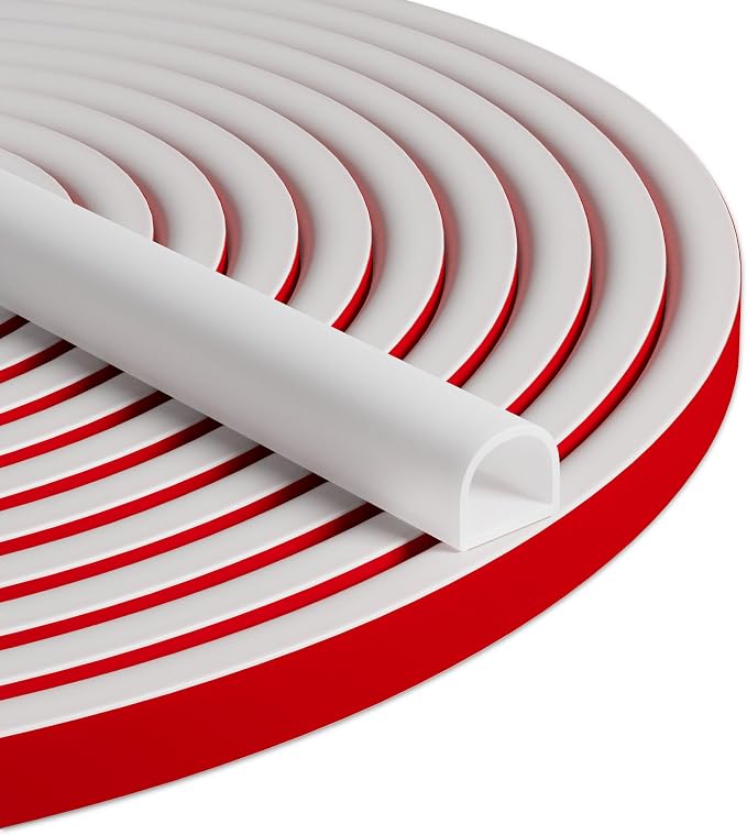 40FT Weather Stripping Door Seal, Self-Adhesive Silicone D-Shaped Seal Strip by Bantie