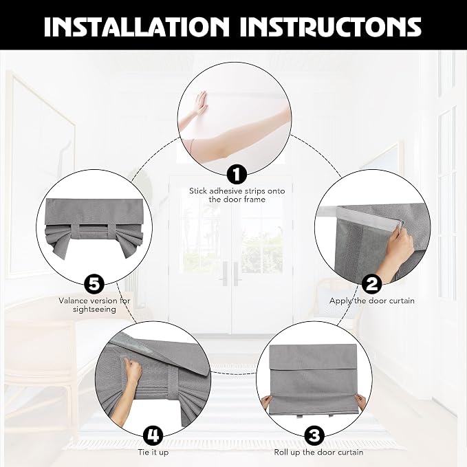 RYB HOME Grey Classroom Door Linen Curtain - Image 5