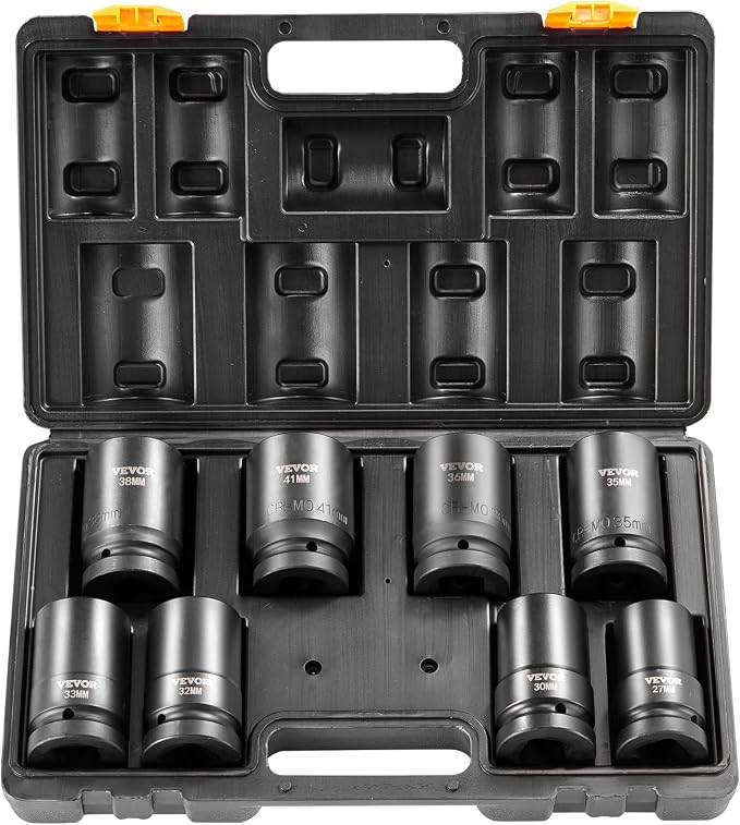 VEVOR 1" Drive Impact Socket Set, 8 Piece Deep Socket Set Metric 27-41mm by VEVOR
