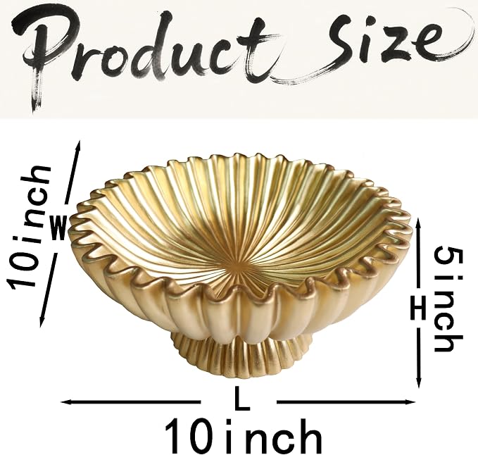 10" Large Decorative Bowl decor, Scalloped Bowls - Image 5