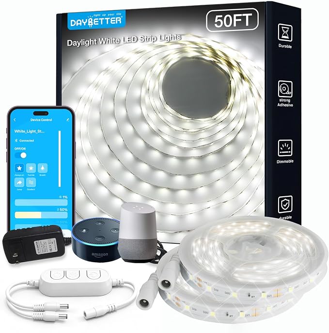DAYBETTER Smart WiFi White Led Strip Lights 50 ft by DAYBETTER
