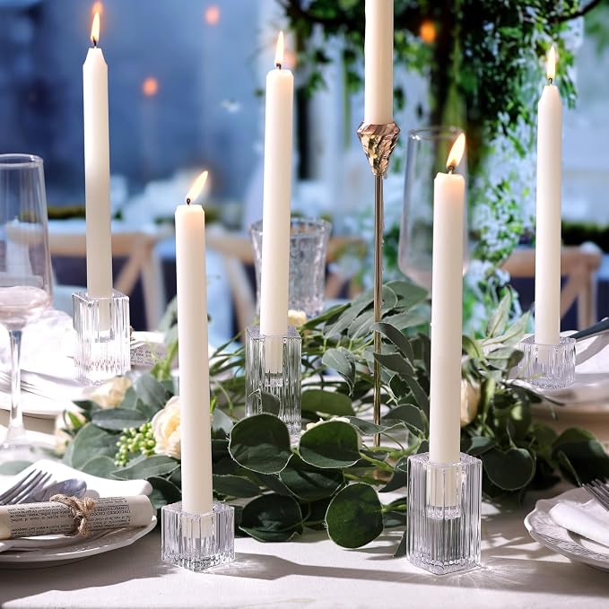 LETINE 12pcs Vertical Stripe Glass Candlestick Holders - Image 4