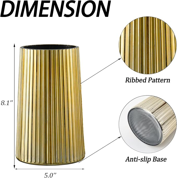 Gold Glass Vase for Flower, Flower Vase for Bouquet, Modern Glass Vases - Image 7