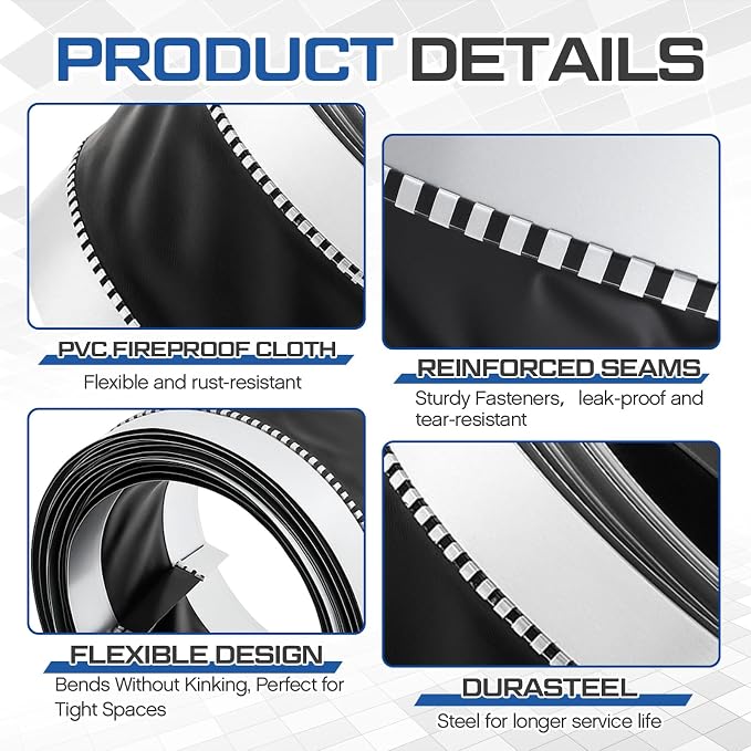 Zonon 6-1/2 x 100 ft Vinyl Flexible Duct Connector Canvas Duct Connector Roll - Image 3
